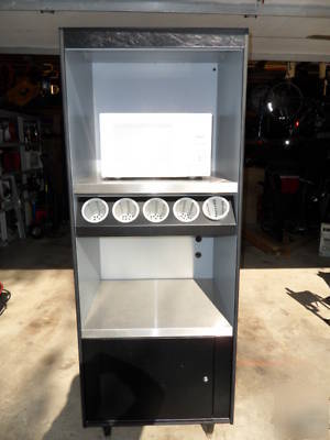 Microwave stand + condiment plasticware cups +microwave