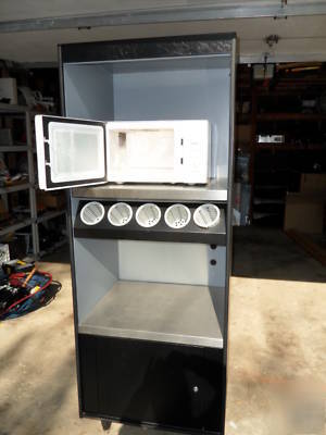 Microwave stand + condiment plasticware cups +microwave