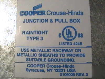 New crouse hinds WAB060604 junction & pull box type 3