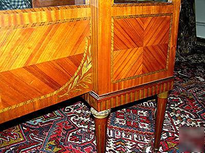 Antique vitrine ormalu/marble/inlay/light late 19THC