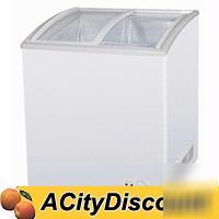 Ice cream freezer merchandiser w/ glass sliding lids