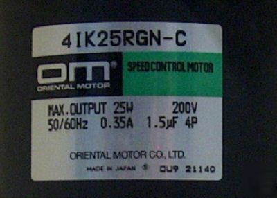 Oriental motor 4IK25RGN-c 25W 220V 0.35A 4P motor