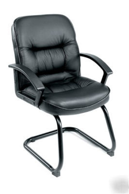 Office chair with black sled base,leatherplus B7309