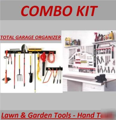 Garden tool storage boards garage organizer & peg hooks