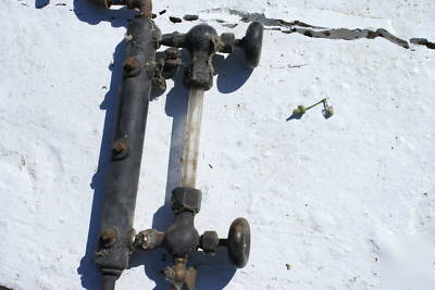 Antique steam engine boiler water level & orig glass