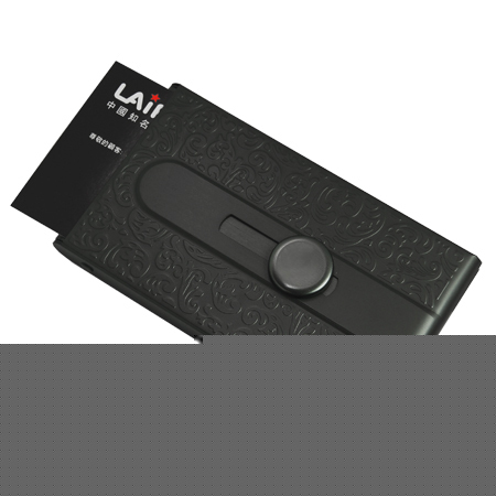 Black metal automatic slide business name card holder