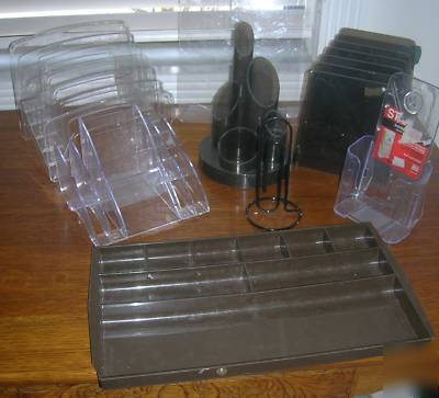 8 desk organizer accessories, lucite, good deal, used