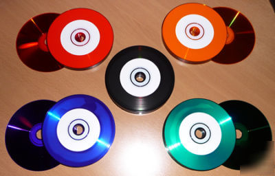 New 50 x dj vinyl effect cdr 5 colours blank cds