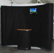 10' w curved farbic pop-up, black color + lcd mon stand