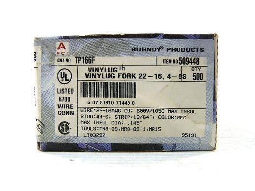 Lot of burndy 509448 vinylug fork 22 - 16 stud 4 -6 