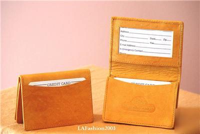 Tan leather business card case holder credit card