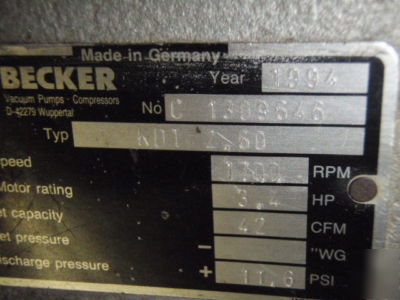 Becker 42 cfm vacuum pump