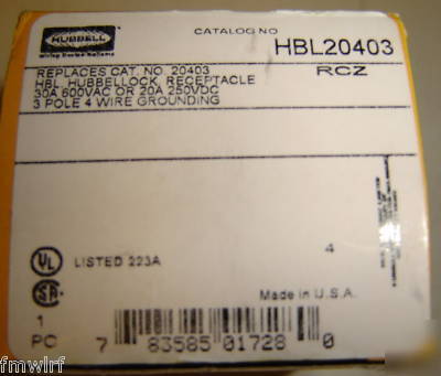 Hubbellock HBL20403 receptacle 30A hubbell HBL21415B