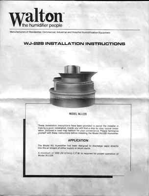 Walton (humidity source) wj-228 commercial humidifier