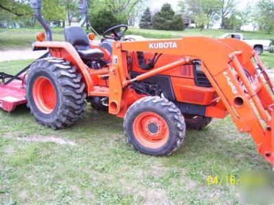 L3400DT kubota tractor loader/trailer/bushhog/boxblade