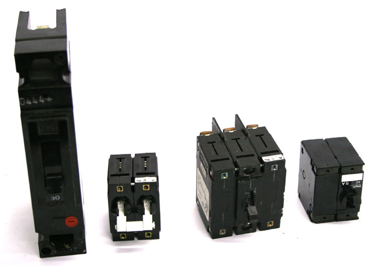 Lot of 4 ge/fuji/airpax circuit breaker switch 5/30/35A