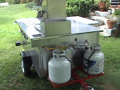 Stainless steel hot dog mega cart with grill 