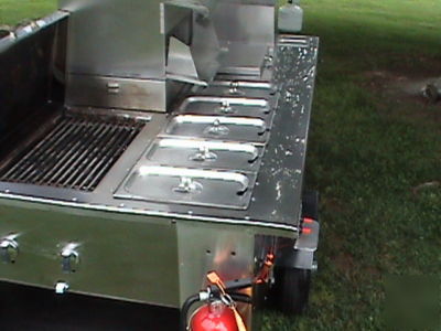 Stainless steel hot dog mega cart with grill 