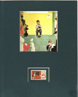 Veterinarian's waiting roomprint, animal postal stamp
