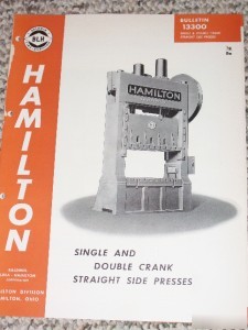 Vtg hamilton blh straight side presses brochure/catalog