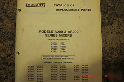 Hobart bakery mixer A200 series replacement part manual
