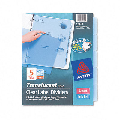 Index maker clear label divider blue five sets per pack
