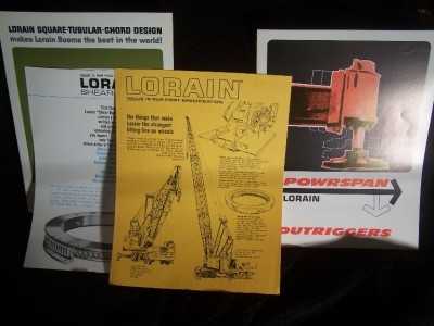 Lorain crane brochures - lot of 4 ~wow~
