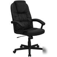 Black leather hight back office computer desk chair 