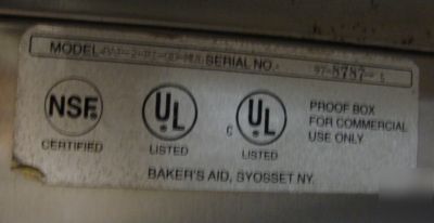 New baker's aid two door display proofer, two racks