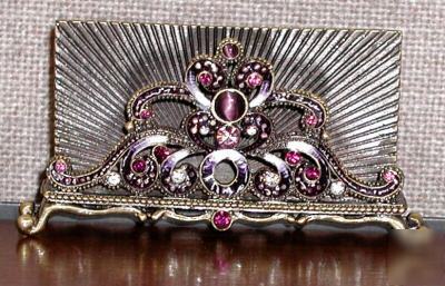 Pewter cloisonne royal amethyst business card holder