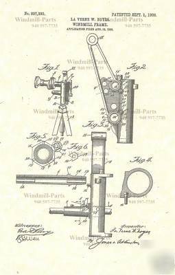 1908 aermotor windmill patent diagrams, pat. no.897XXX