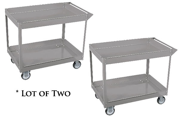 *2* steel 2 level service cart 600 pound capacity wheel