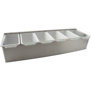 6 compartment condiment holder - bar stainless steel 
