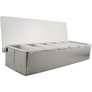 6 compartment condiment holder - bar stainless steel 