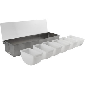 6 compartment condiment holder - bar stainless steel 