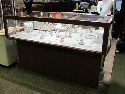 3 jewelry display showcases - glass and wood veneer