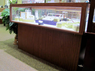 3 jewelry display showcases - glass and wood veneer