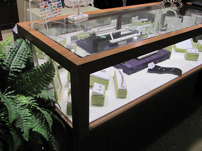 3 jewelry display showcases - glass and wood veneer