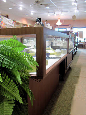 3 jewelry display showcases - glass and wood veneer