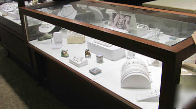 3 jewelry display showcases - glass and wood veneer