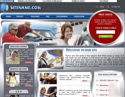 Car wash information website for sale + adsense