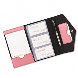 New resilient business card book, faux leather, pink