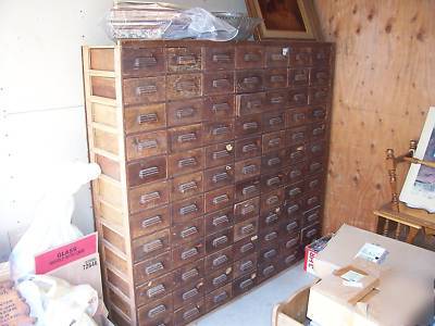 Large antique wood cabinet drawers garage shop storage 