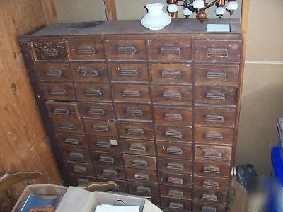 Large antique wood cabinet drawers garage shop storage 