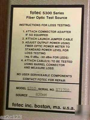 Fotec M200 S310 A109 fiber optic test kit & accessories