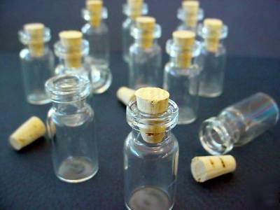 12 clear glass 2 1/2ML bottle/vial w/cork^ 