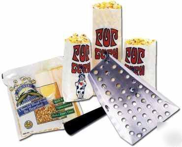 96 popcorn 4OZ salt ready pack, scoop, & 1000 1OZ bags