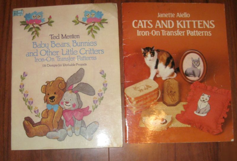 Lot iron-on transfer patterns books bears kittens cats