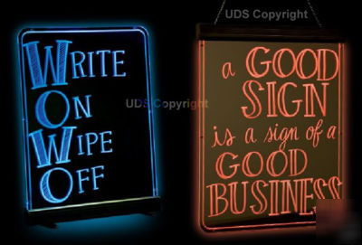 Glowrite led write on wipe off illuminated sign medium