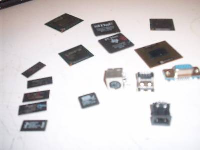 Misc connectors and ic chips from a compaq 1500 c m/b